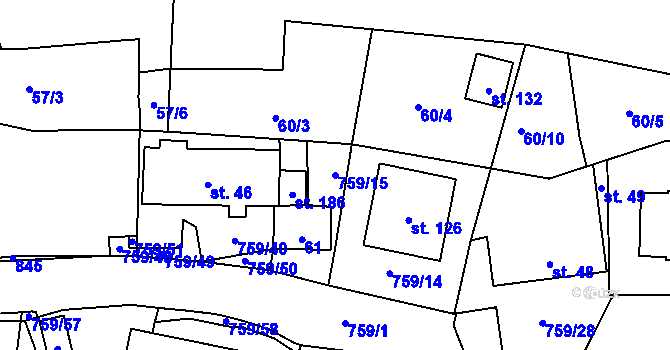 Parcela st. 759/15 v KÚ Stružná, Katastrální mapa