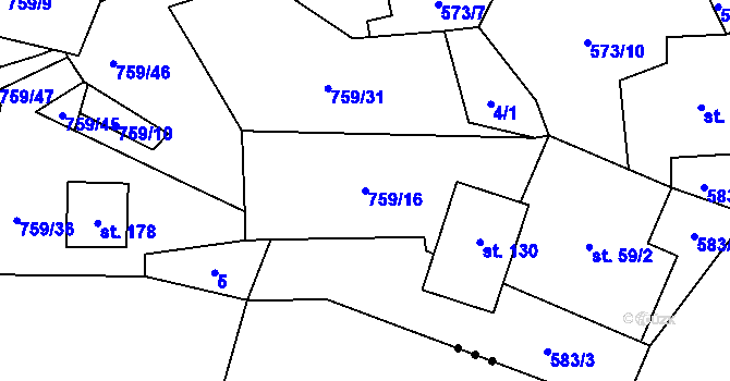 Parcela st. 759/16 v KÚ Stružná, Katastrální mapa