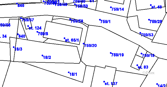 Parcela st. 759/20 v KÚ Stružná, Katastrální mapa