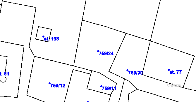 Parcela st. 759/24 v KÚ Stružná, Katastrální mapa