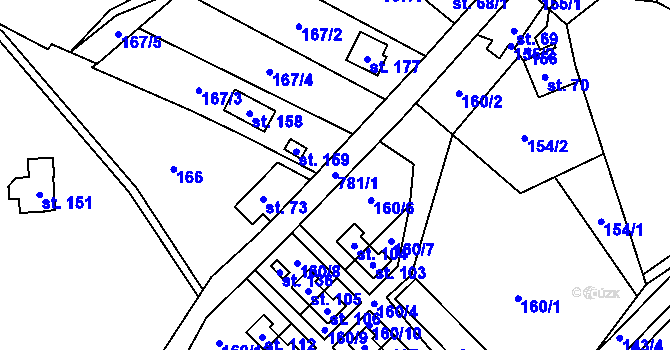 Parcela st. 781/1 v KÚ Stružná, Katastrální mapa