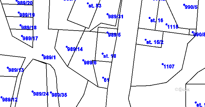 Parcela st. 18 v KÚ Žalmanov, Katastrální mapa