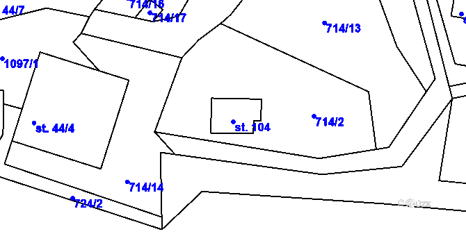 Parcela st. 104 v KÚ Žalmanov, Katastrální mapa
