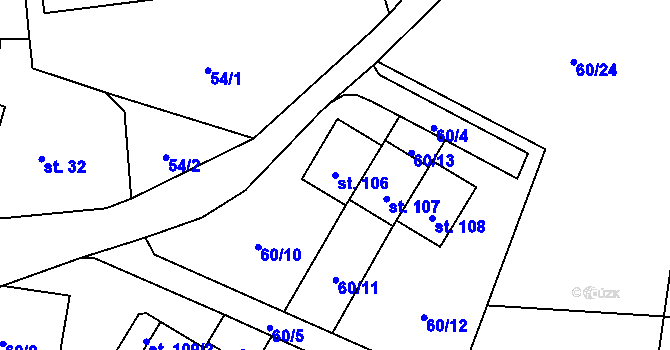 Parcela st. 106 v KÚ Žalmanov, Katastrální mapa