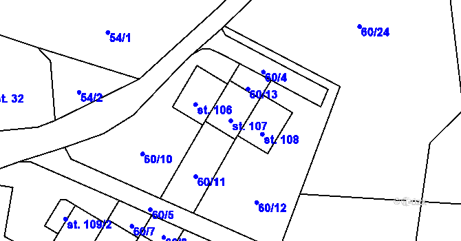 Parcela st. 107 v KÚ Žalmanov, Katastrální mapa