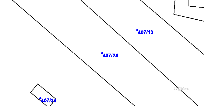 Parcela st. 407/24 v KÚ Jezvé, Katastrální mapa