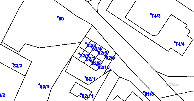 Parcela st. 82/5 v KÚ Stružnice, Katastrální mapa