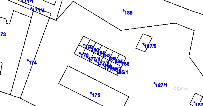 Parcela st. 182 v KÚ Stružnice, Katastrální mapa