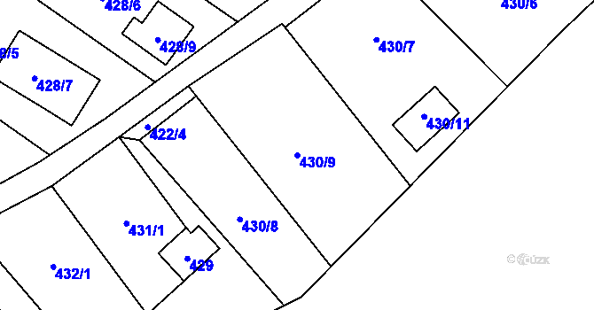 Parcela st. 430/9 v KÚ Stružnice, Katastrální mapa