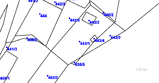 Parcela st. 443/1 v KÚ Stružnice, Katastrální mapa