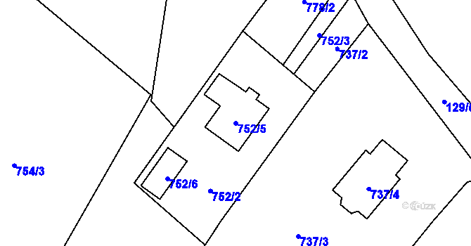 Parcela st. 752/5 v KÚ Stružnice, Katastrální mapa