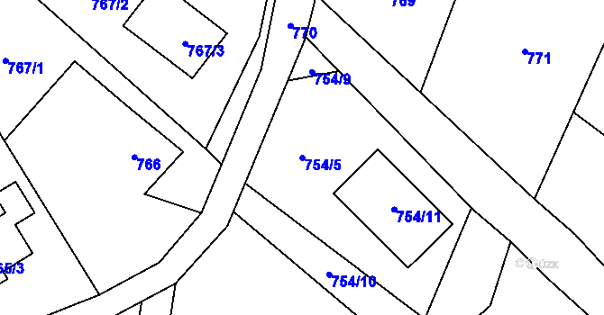 Parcela st. 754/5 v KÚ Stružnice, Katastrální mapa