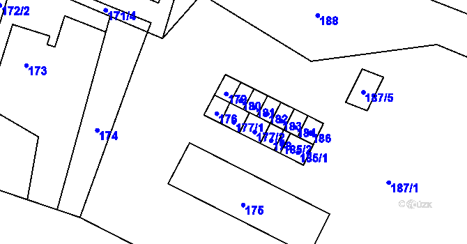 Parcela st. 177/1 v KÚ Stružnice, Katastrální mapa