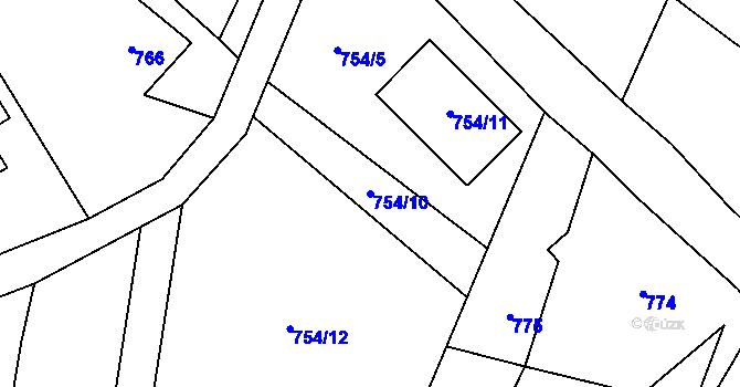 Parcela st. 754/10 v KÚ Stružnice, Katastrální mapa