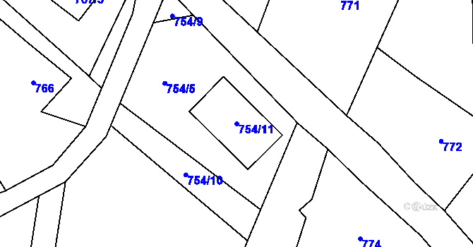 Parcela st. 754/11 v KÚ Stružnice, Katastrální mapa