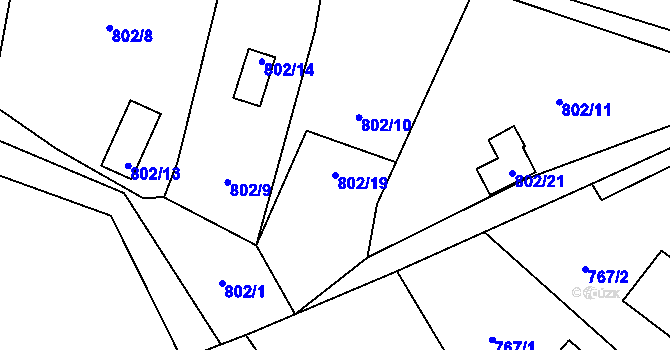 Parcela st. 802/19 v KÚ Stružnice, Katastrální mapa