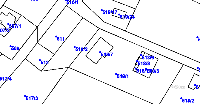 Parcela st. 518/7 v KÚ Stružnice, Katastrální mapa