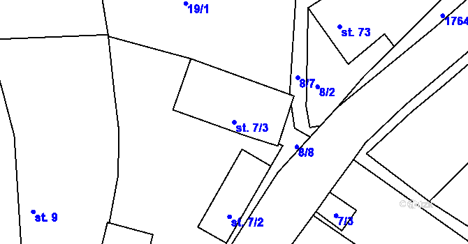Parcela st. 7/3 v KÚ Strýčkovice, Katastrální mapa