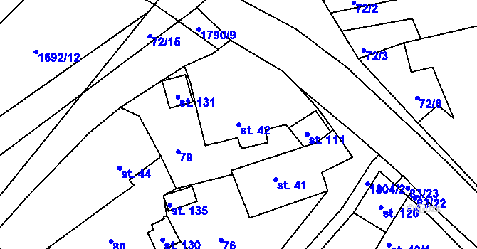 Parcela st. 42 v KÚ Strýčkovice, Katastrální mapa