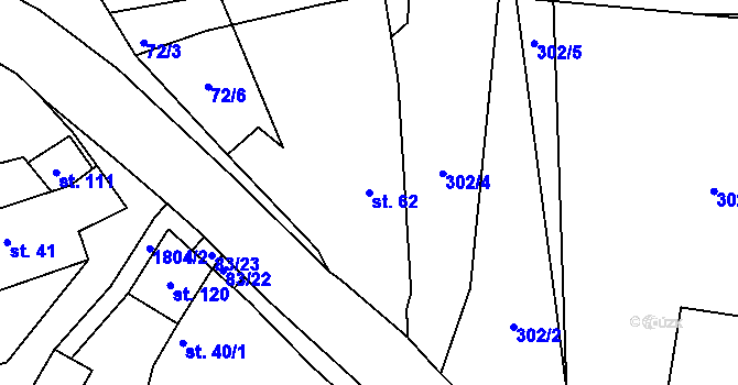 Parcela st. 62 v KÚ Strýčkovice, Katastrální mapa