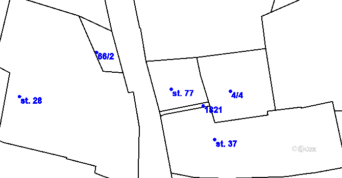 Parcela st. 77 v KÚ Strýčkovice, Katastrální mapa