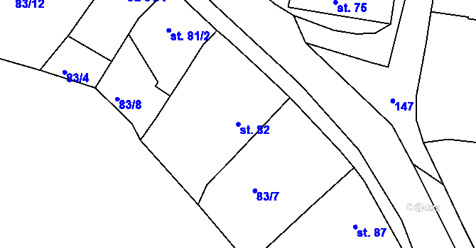 Parcela st. 82 v KÚ Strýčkovice, Katastrální mapa