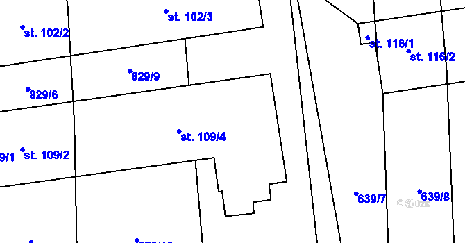 Parcela st. 109/4 v KÚ Strýčkovice, Katastrální mapa