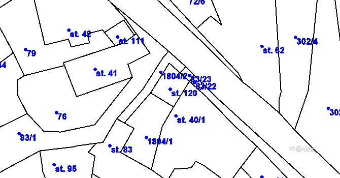 Parcela st. 120 v KÚ Strýčkovice, Katastrální mapa