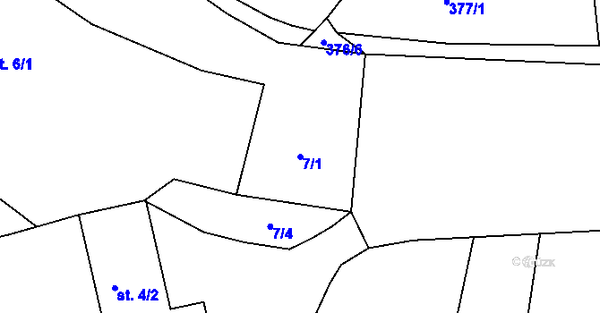 Parcela st. 7/1 v KÚ Strýčkovice, Katastrální mapa