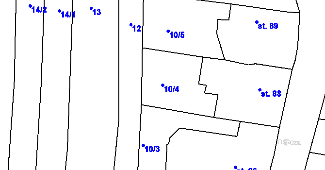 Parcela st. 10/4 v KÚ Strýčkovice, Katastrální mapa