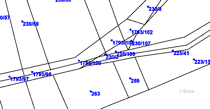 Parcela st. 230/2 v KÚ Strýčkovice, Katastrální mapa