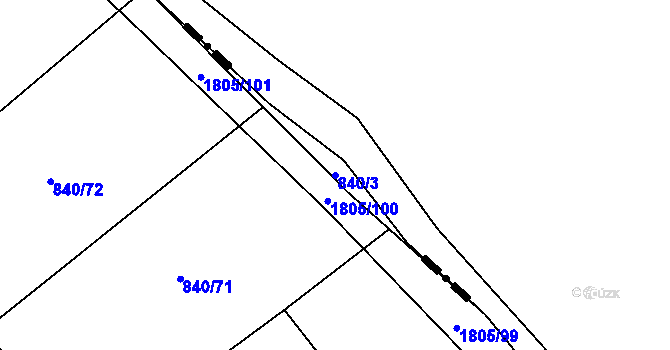 Parcela st. 840/3 v KÚ Strýčkovice, Katastrální mapa