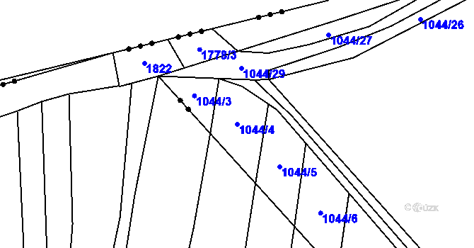 Parcela st. 1044/4 v KÚ Strýčkovice, Katastrální mapa