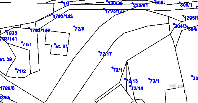 Parcela st. 72/17 v KÚ Strýčkovice, Katastrální mapa