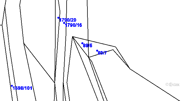 Parcela st. 89/7 v KÚ Strýčkovice, Katastrální mapa