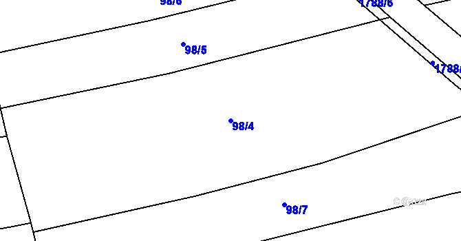 Parcela st. 98/4 v KÚ Strýčkovice, Katastrální mapa