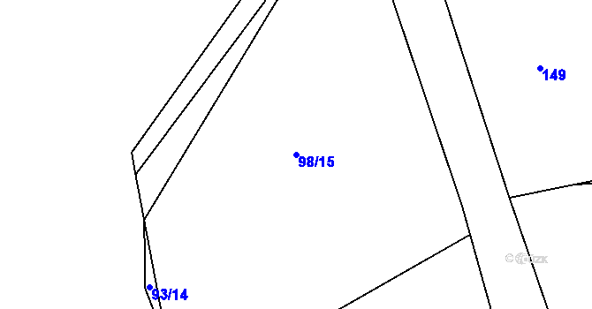 Parcela st. 98/15 v KÚ Strýčkovice, Katastrální mapa