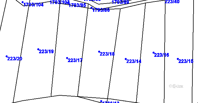 Parcela st. 223/18 v KÚ Strýčkovice, Katastrální mapa