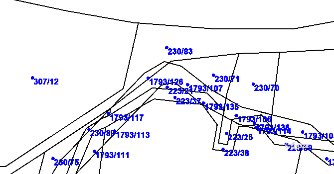 Parcela st. 223/21 v KÚ Strýčkovice, Katastrální mapa