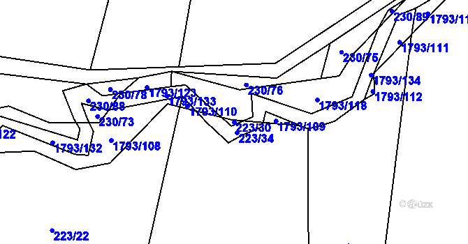 Parcela st. 223/30 v KÚ Strýčkovice, Katastrální mapa