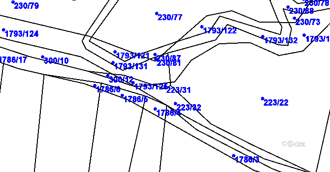Parcela st. 223/31 v KÚ Strýčkovice, Katastrální mapa