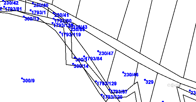 Parcela st. 230/47 v KÚ Strýčkovice, Katastrální mapa