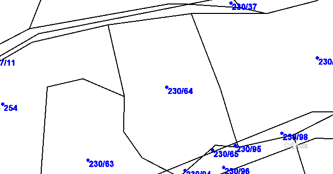 Parcela st. 230/64 v KÚ Strýčkovice, Katastrální mapa