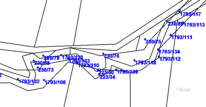 Parcela st. 230/76 v KÚ Strýčkovice, Katastrální mapa