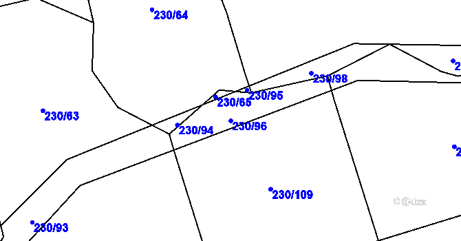 Parcela st. 230/96 v KÚ Strýčkovice, Katastrální mapa