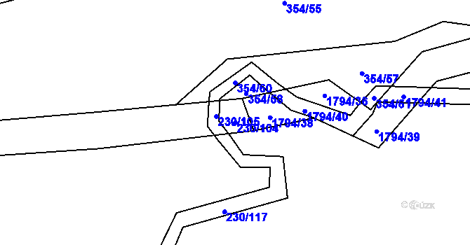 Parcela st. 230/104 v KÚ Strýčkovice, Katastrální mapa