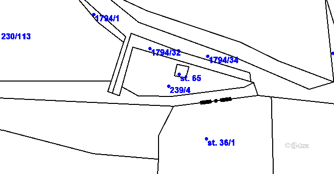 Parcela st. 239/3 v KÚ Strýčkovice, Katastrální mapa