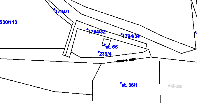 Parcela st. 239/4 v KÚ Strýčkovice, Katastrální mapa