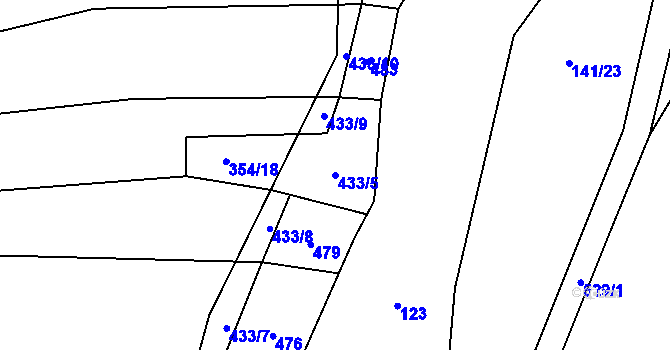 Parcela st. 433/5 v KÚ Strýčkovice, Katastrální mapa
