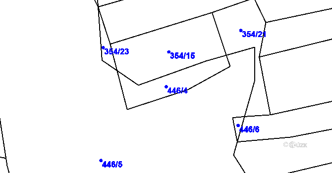Parcela st. 446/4 v KÚ Strýčkovice, Katastrální mapa